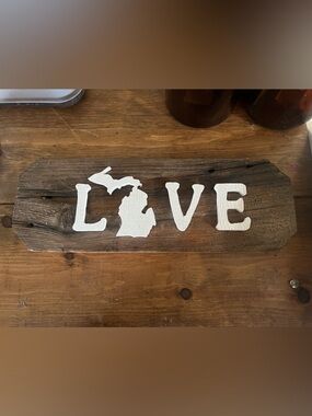 Rustic Brown Wood 'LOVE' Wall Decor with White Letters - MICHIGAN Unbranded